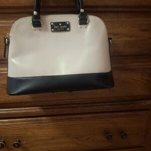 Kate Spade Wellesley Satchel Black and White  Color Block Bag With Dual Straps